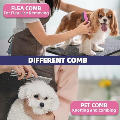 Dog Brush for Shedding,6 PCS in One Pet Slicker Hair Brush Kit Organizer Bag - Dog Cat Grooming Deshedding Undercoat Rake Brush Comb for All Small Large Dogs Cats Pink - Image 5