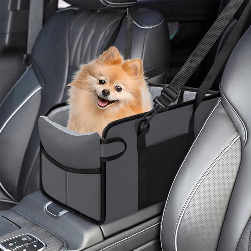 Portable Dog Car Seat for Small Dogs, Puppy Car Seat, Grey by NECKORY