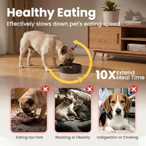 Ceramic Slow Feeder Dog Bowls 0.6 Cups for Small Fast Eaters,White - Image 4