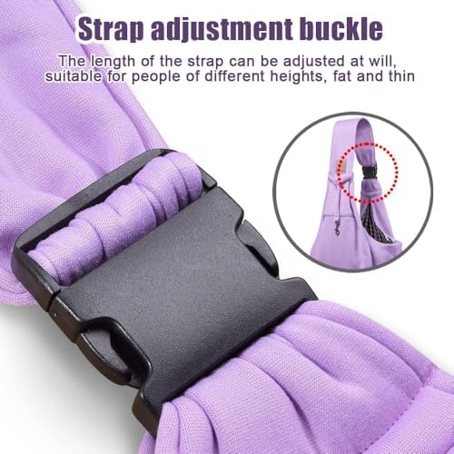 Tomkas Dog Cat Carrier Sling Zip Pocket & Adjustable Strap(M,Light Purple) - Image 6