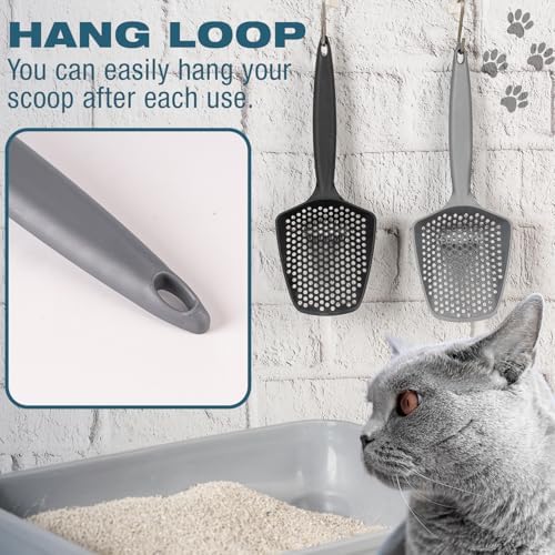 Set of 1 Fine Mesh Cat Litter Scoop with Small Holes, Deep Sifting Shovel for Litter, Reptile Terrarium Sand & Rabbit Pooper Lifter, Hanging Handle Poop Scooper (Black, Set of 1) - Image 5