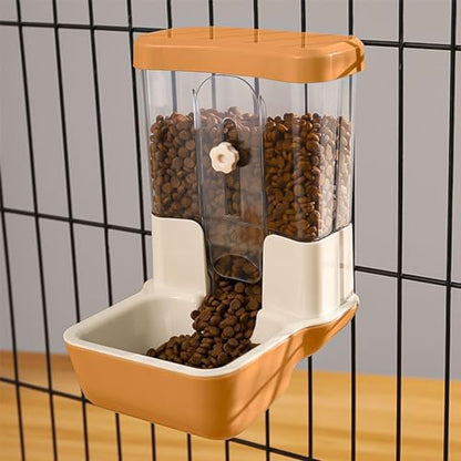 Hanging Automatic Food Dispenser, 27oz Large Capacity Hanging Pet Cage Feeder for Rabbit Bird Chinchilla Hedgehog Guinea Pig Ferret Kitty Puppy (Orange) by TOKAYIFE