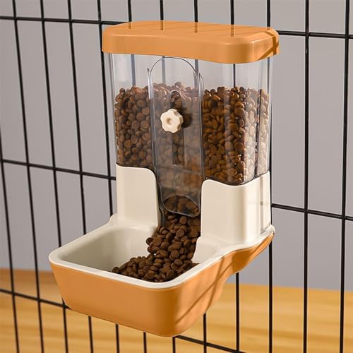Hanging Automatic Food Dispenser, 27oz Large Capacity Hanging Pet Cage Feeder for Rabbit Bird Chinchilla Hedgehog Guinea Pig Ferret Kitty Puppy (Orange) by TOKAYIFE
