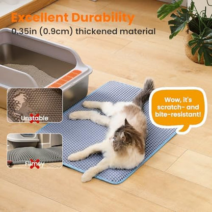 Extra Large Cat Litter Mat, Double Layer Honeycomb Design, Blue - Image 6