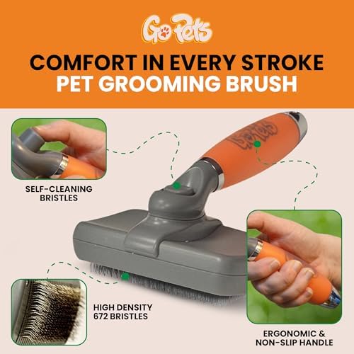GoPets Self-Cleaning Slicker Brush for Dogs & Cats, Deshedding & Dematting - Image 4
