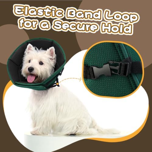 Allroaring Adjustable Dog Cone for Spay, Comfy Recovery Collar Green XL - Image 4