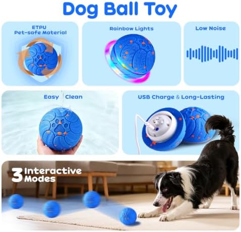 Smart Interactive Dog Toys, Colorful Led Lights, Blue - Image 2