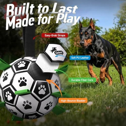 QDAN 10 Inch Gaint Dog Soccer Ball with Straps, Durable Large Dogs Balls - Image 6