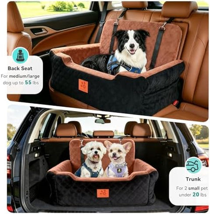 Dog Car Seat for Large/Medium Dogs Up to 55 Lbs, Soft Fabric Car Dog Bed - Image 3