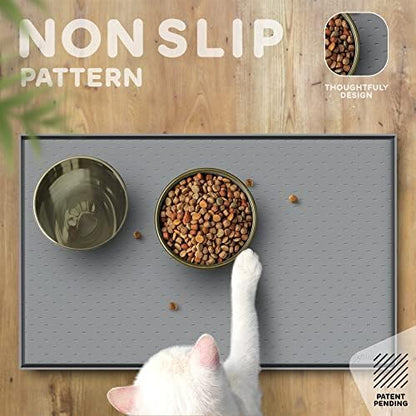 Dog Food Mat - 28x18 Raised Edges Dogs Mat for Food and Water Prevent Spill, Waterproof Cat Food Mats Protect Floors, Easy Clean Dog Bowl Mats for Food and Water, Silicone Pet Feeding Placemats - Image 4