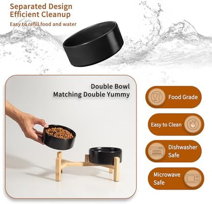 Elevated Ceramic Dog Bowl, 2 Cups Dog Food and Water Bowl Set with Stand - Image 5