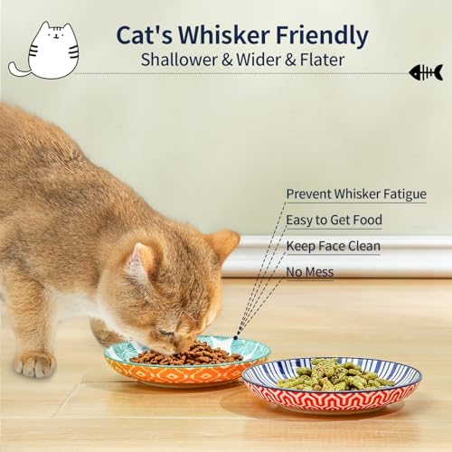 Selamica 6 Inch Ceramic Cat Bowls, Set of 6, Assorted Colors - Image 2
