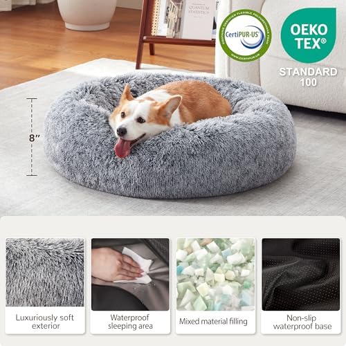 Donut Dog Bed Medium Size Dog, Round Cat Beds for Small Dogs - Image 2