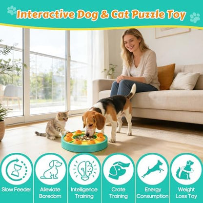 Dog Food Puzzle Toys Interactive Game Toy for IQ Training Enrichment Dog Food Puzzle Slow Feeder for Small, Medium Dogs and All Cats (Blue Bowl) - Image 6