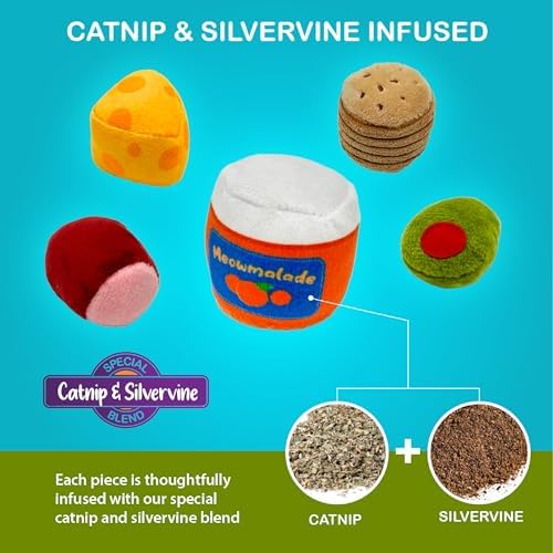 6-Piece Charcuterie Playset - Plush Cat Toys, Cheese Board - Image 6