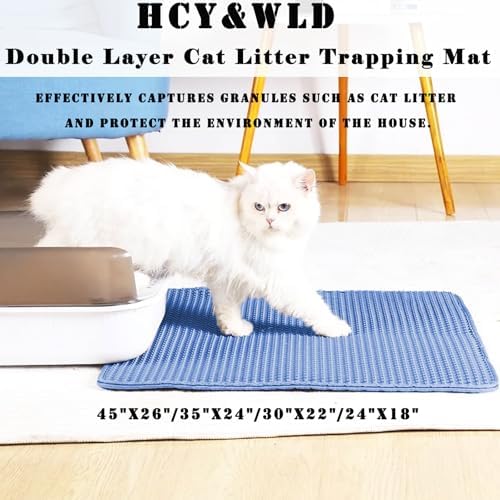 Cat Litter Mat, Double Layer Cat Litter Box Mat (24x18 Inch, Blue) - Image 2
