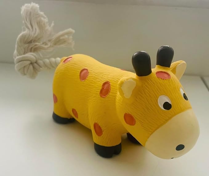 Squeaky Dog Chew Toys, Set of 2 Cow Shaped, with Rope
