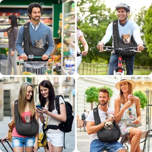Dog Sling Carrier with Padded Strap, Reversible Pet Carrier for Cat Dogs, Hands Free Puppy Sling with Pocket, Dog Carriers for Small Dogs Cats, Cat Purse Bag Outdoor Travel Safety Harness - Image 6