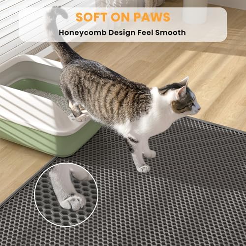 Pieviev Double Layer Cat Litter Mat Traps Litter 30''x24'' 2 Pack,Black - Image 5