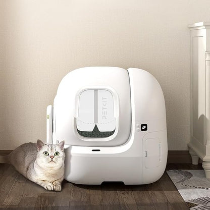 Self Cleaning Litter Box, Automatic Cat Litter Box for Multiple Cats, App Control with Safety Sensors, Removable Washable Liner,2 Rolls Garbage Bags
