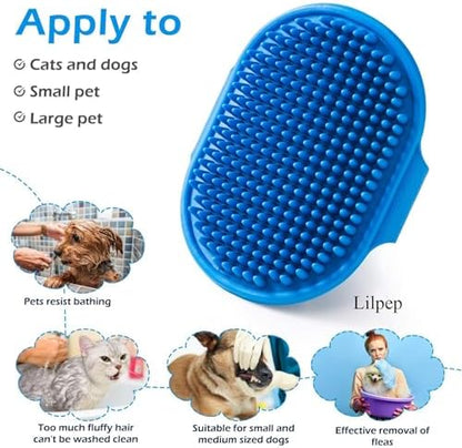 Dog Grooming Brush, Lilpep Pet Shampoo Bath Brush Soothing Massage Rubber Comb with Adjustable Ring Handle for Long Short Haired Dogs and Cats (Yellow, pack of 1) - Image 5