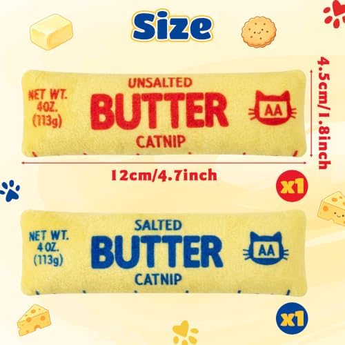 2Pcs Butter Catnip Crinkle Paper Sound Toys for Cat, Catmint Cat Toy Gift - Image 4