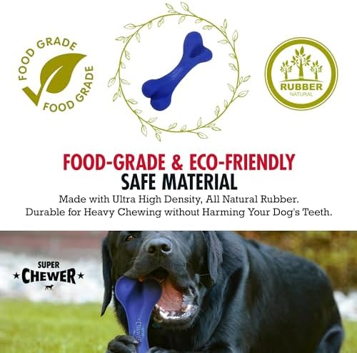 SuperChewer Tough Dog Bone Toy | Lifetime Replacement | Strong Natural Rubber | Great Dog Fetch Toy | Chew Toys for Dogs | Ultra Durable Chew Toys for Moderate Chewers | Large Breed Tested - Image 3