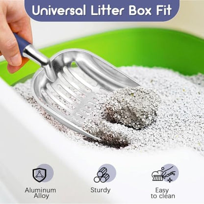 Cat Litter Scoop, Metal Cat Scooper, Plastic Handle Scoop, Sifting Shovel of Christmas– Heavy Duty Aluminum Alloy Litter Box Scoop with Deep Mesh, Design for Easy Waste Removal and Cleaning(Dark Blue) - Image 6