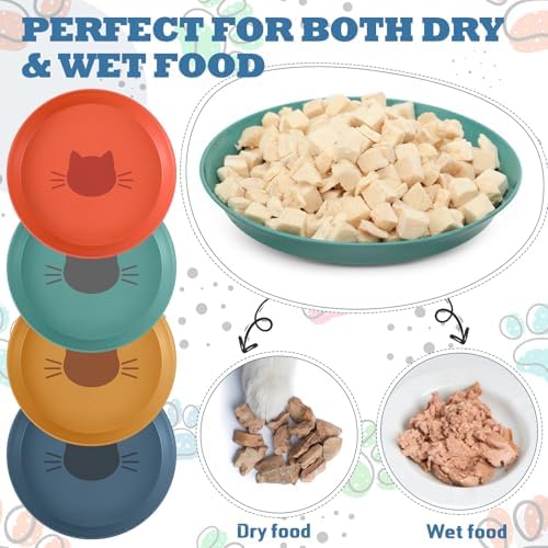 Gerrii 24 Pieces Fatigue Relief Cat Bowl 6 Inch Shallow Cat Food Dish Stray Wet Feeding Bowls Wide and Small Pet Plates for Ferrets Feral Short Legged Kitten Shelter(Elegant Color,Pattern) - Image 5