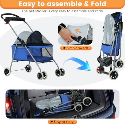 BestPet Foldable Pet Stroller for Small/Medium Dogs and Cats Up to 33 lbs - Image 3