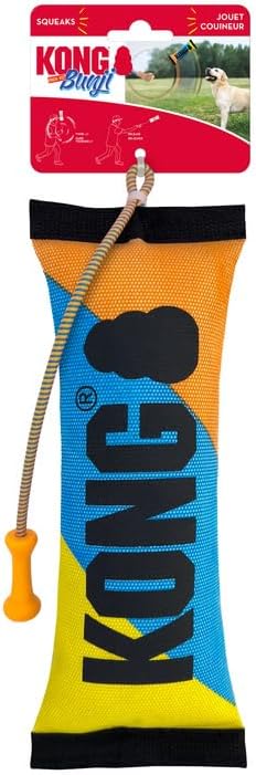 KONG Bunji High-Viz Brightly Colored Bumper - Heavy Duty Firehouse Material Dog Toy