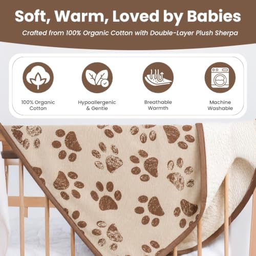 Organic Cotton Pet Blanket 30x38 in, Sherpa, Earth Ivory/Mocha - Image 2
