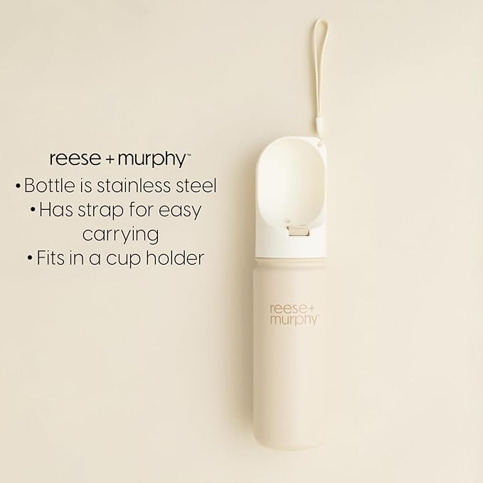 Dog Water Bottle - Stainless Steel Pet Water Bottle for Travel & Portable Dog Water Bottle - Water Bottle for Dogs on The Go 16.9 Oz, Cream