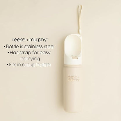 Dog Water Bottle - Stainless Steel Pet Water Bottle for Travel & Portable Dog Water Bottle - Water Bottle for Dogs on The Go 16.9 Oz, Cream
