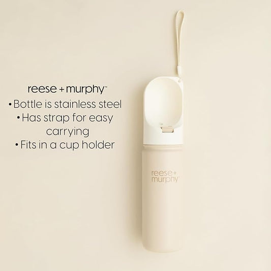Dog Water Bottle - Stainless Steel Pet Water Bottle for Travel & Portable Dog Water Bottle - Water Bottle for Dogs on The Go 16.9 Oz, Cream