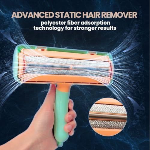 Pet Hair Remover Roller, Reusable Pet Hair Removal Brush for Dogs and Cats, Self Clean Fur from Couch, Bed, Rugs, Laundry and Clothes, Green - Image 4