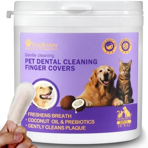 Probiotic Pet Dental Finger Wipes, Daily Oral Care, 50 Count by PawBubble
