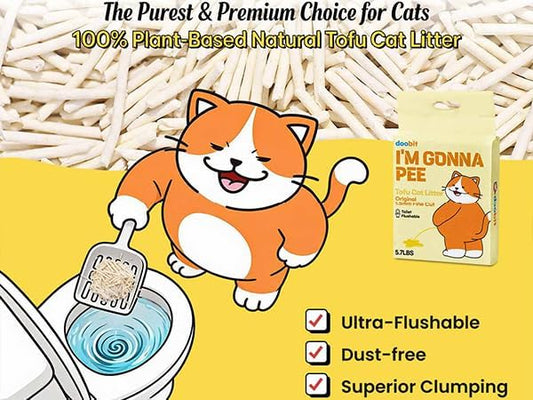 Tofu Cat Litter Flushable, Fast Clumping, Scoop Poop Easily, Less Dust, Less Tracking, Natural Non Toxic Cat Litter, sustainably Yours, I'm Gonna Pee(5.7lb x 1pack) - Image 2