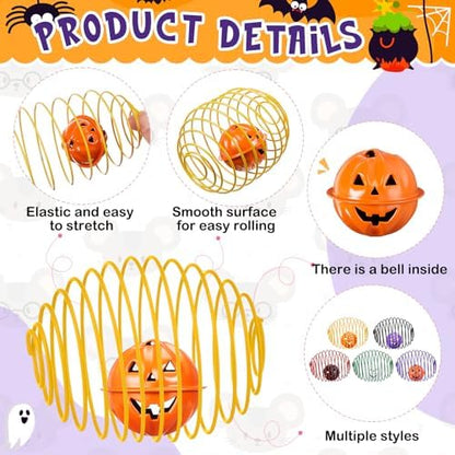 Jecery 5 Pcs Cat Toys Spring,Bell,Halloween Colors - Image 3