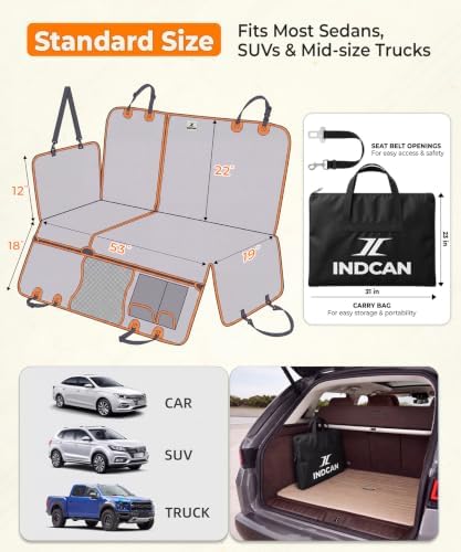 INDCAN Dog Car Seat Cover for Back Seat, Waterproof Hammock for Car & SUV - Image 3