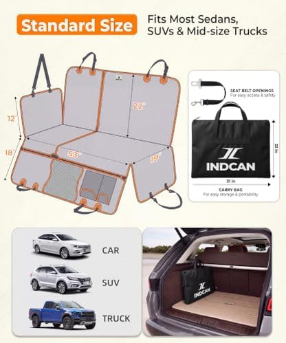 INDCAN Dog Car Seat Cover for Back Seat, Waterproof Hammock for Car & SUV - Image 3