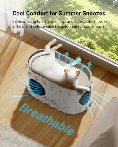 DownyPaws Cat House for Indoor Cats, Cube Castle Cat Bed Cave, Marble - Image 3
