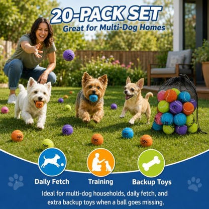 INSUM Small Tennis Balls for Dogs - 2 Inch 20 Pack Squeaky Dog Balls - Image 5