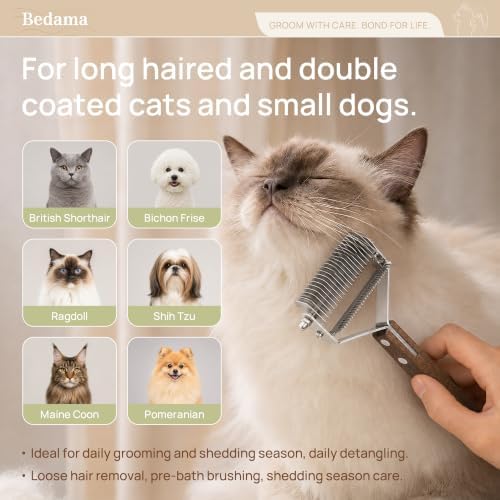2 in 1 Cat Brush for Dematting & Deshedding, Undercoat Rake - Image 6