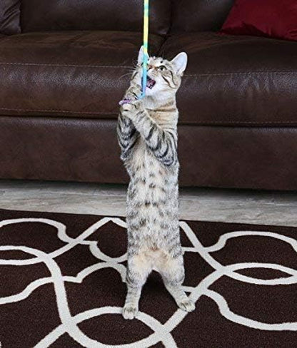Cat Dancer Cat Toy Cat Charmer Safe Wand Teaser Colorful Fabric Ribbon Safe Flexible Exercise Toy 2 Pack