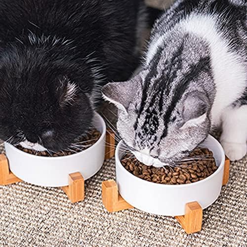 Petygooing Ceramic Dog Cat Bowl Set with Stand, Pet Dog Food and Water Dish,Medium Pet Bowls Anti Slip Set of 2 Cat Bowls-White Pet Food Bowl- Small Medium Size Pet (28 OZ /3.6 Cups) - Image 6