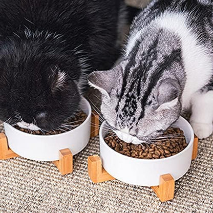 Petygooing Ceramic Dog Cat Bowl Set with Stand, Pet Dog Food and Water Dish,Medium Pet Bowls Anti Slip Set of 2 Cat Bowls-White Pet Food Bowl- Small Medium Size Pet (28 OZ /3.6 Cups) - Image 6
