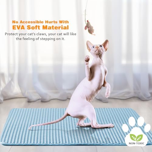 Cat Litter Mat 12"x18",Double Layer EVA litterbox Mat, Blue - Image 6