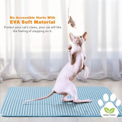 Cat Litter Mat 12"x12",Double Layer EVA litterbox Mat, Blue - Image 6