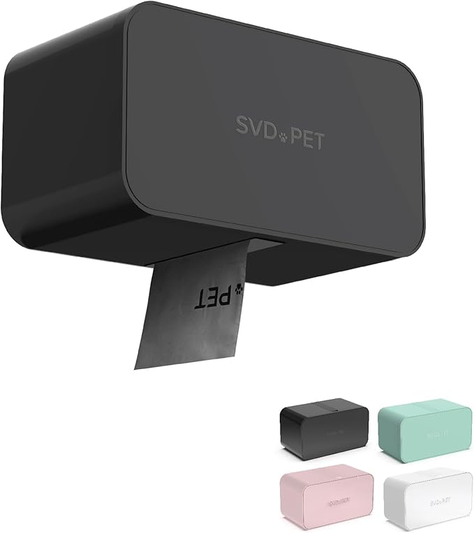 SVD.PET Dog Poop Bag Dispenser, Wall Mount Waste Bag Dispenser, Holds 8 Rolls of Waste Bags, Indoor/Outdoor Wall mount or Place on the Table (Black, Dispenser only)